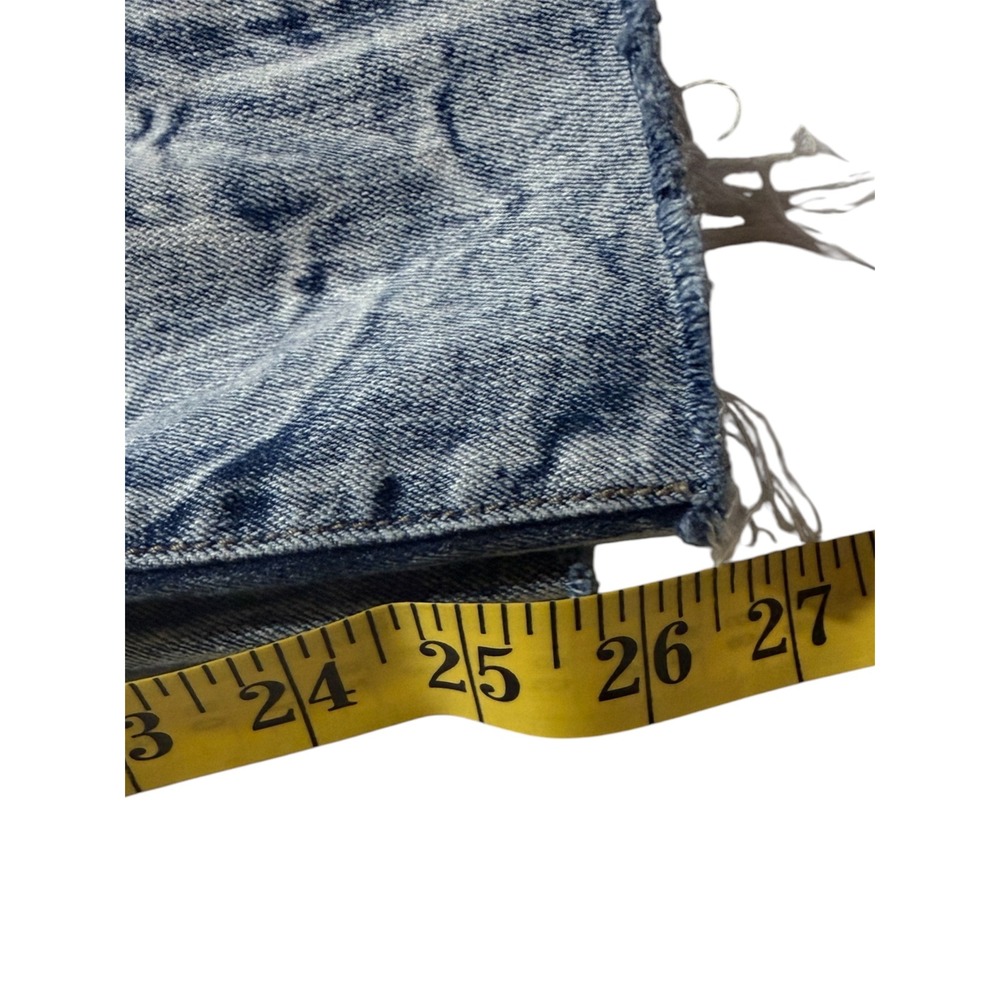 VIP Jeans Blue Acid Wash Distressed Fishnet Waistband 32" Women Grunge Stretch - Picture 7 of 7